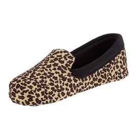 Isotoner Women's Ivy Spandex Velour Moc Slipper, Cheetah, 9.5-10.5