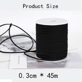 Faux Leather Rope, 45m/148ft Suede Cord Lace, Leather Lace Cord, Leather Strap String for Necklaces, Gift Packaging, Jewelry Making, Beading and DIY Crafts (Black)