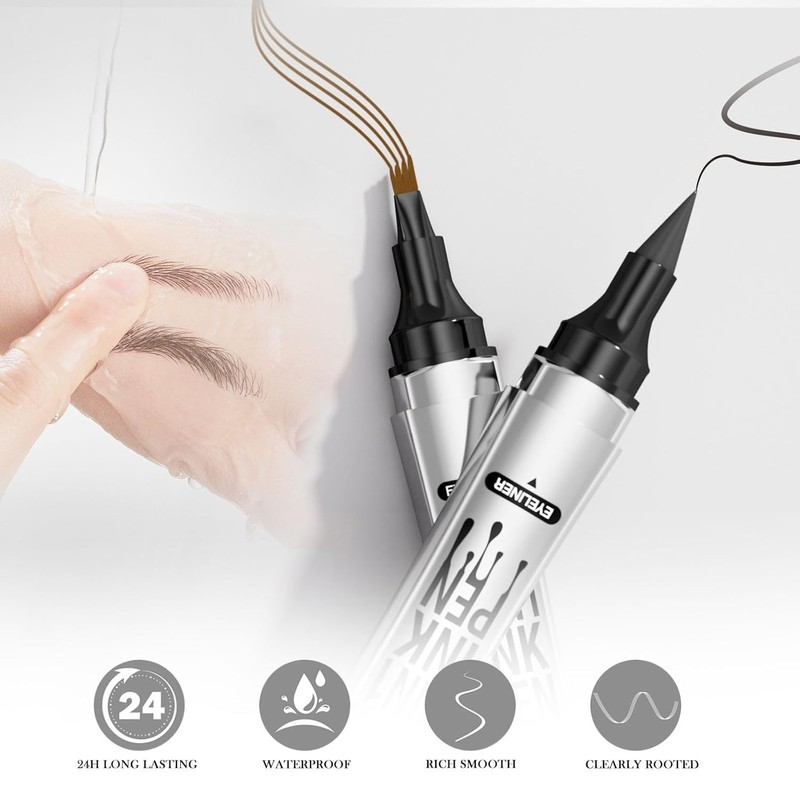 2-in-1 Magic Eyebrow Pencil, Waterproof 3D Microblading Eyebrow Pencil with