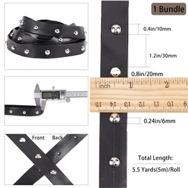 GORGECRAFT 5 m Leather Cord with Rivets 20 mm Wide Suede Necklace Cord Velvet Bead Cord Flat Faux Leather Cord with Rivets for Jewellery Making Tassel Dress Purse Home Decoration