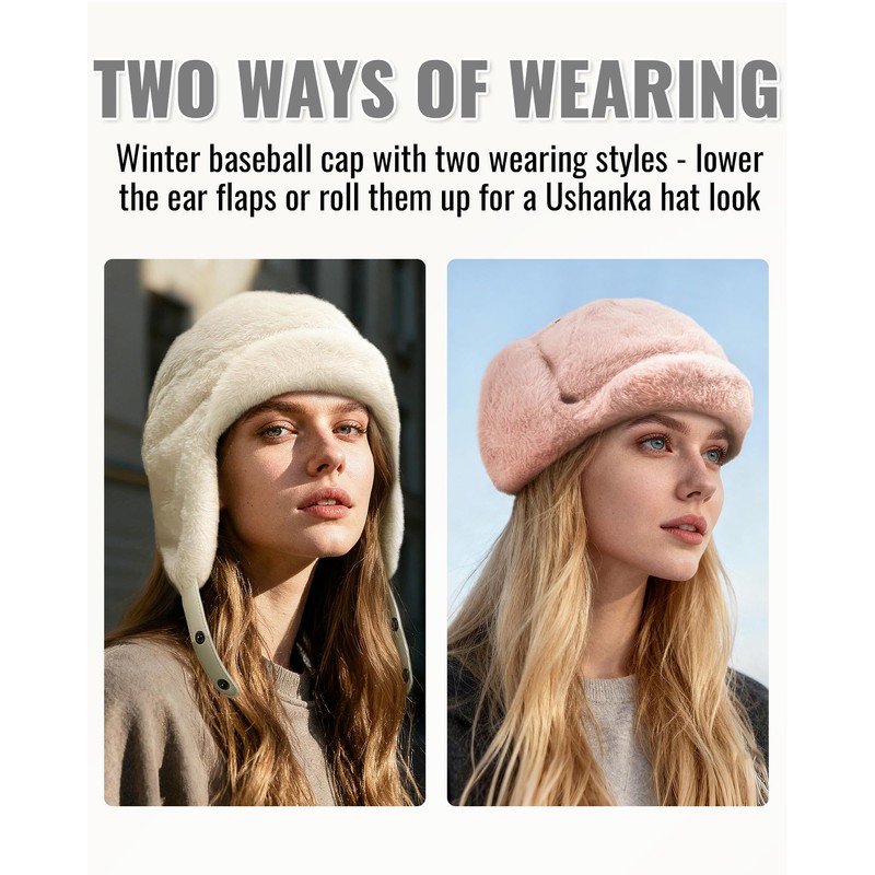 CLAPE Snow Trapper Hat Women's Winter Trooper Hat Ear Flap