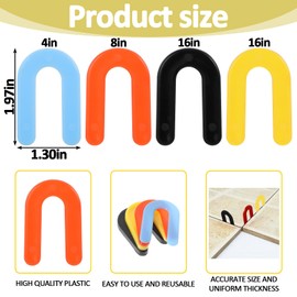 400PCS Plastic Shims, Horseshoe Shims, U Shaped Tile Spacers, Plastic Shims for Leveling, Blue 1/16”, Red 1/8”, Yellow 3/16”, Black 1/4”