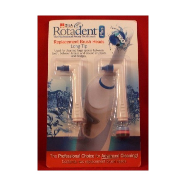 Pack of 2 Rotadent Plus Brush Heads - LONG TIP
