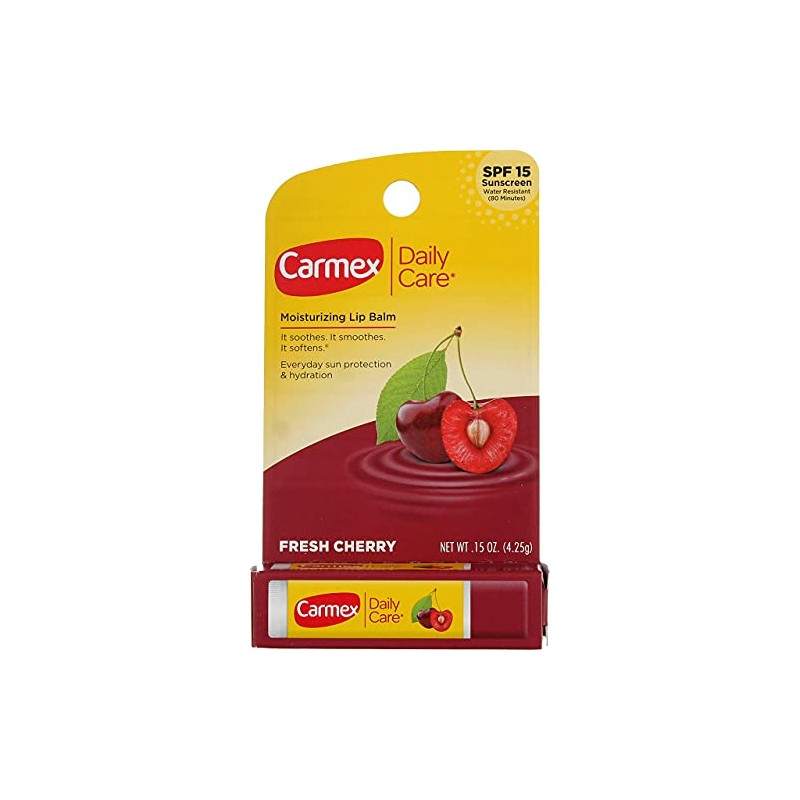 Carmex Bálsamo Labial Stick Cherry Spf#15, 0.15 Oz