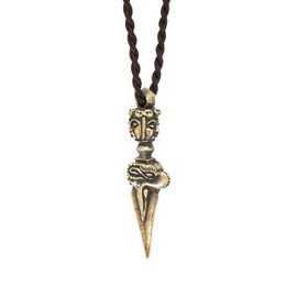 Artschatz Small Kila Phurba Dagger Pendant - Three Buddha Heads Design - Brass Finish -1.7 inches - For Meditation Spiritual Practice powerful symbol of protection, transformation, enlightenment