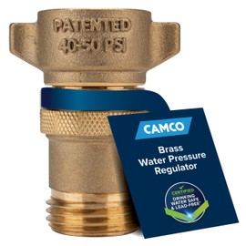 Camco Brass Marine/RV Water Pressure Regulator – Protects RV Kitchen Small Appliances, Plumbing & Hoses – Reduces RV Water Pressure to Safe & Consistent 40-50 PSI – Drinking Water Safe (40055)