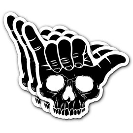FALIMITLESS - Calcomanías divertidas de calavera Shaka con esqueleto, 3 unidades, calcomanías de vinilo impermeables para cuaderno, vaso, portátil y botella de agua