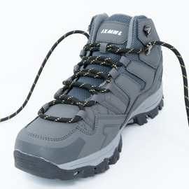 SUBAUM 2 PAIRES Round Strong Work Boot Laces,Heavy Duty Shoe Laces for Walking Boots,Hiking Boots,Durable 4.5 mm Thick Replacement Boot Shoelaces (Black/Yellow-130cm)