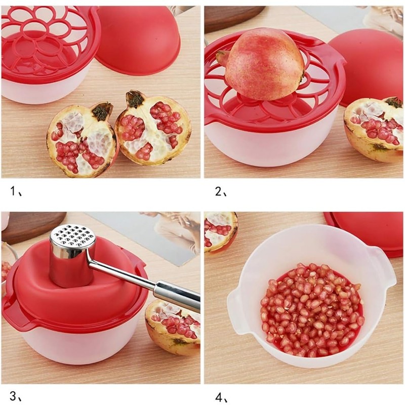 Pomegranate Peeler Silicone Pomegranate Deseeder with Bowl Pomegranate and Wood