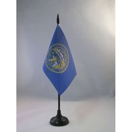 Nebraska Table Flag 4'' x 6'' - US state of Nebraska Desk Flag 15 x 10 cm - Black plastic stick and base - AZ FLAG