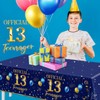 GREHUMOR 13th Birthday Decorations Men-3pcs Navy Blue Birthday Table Covers
