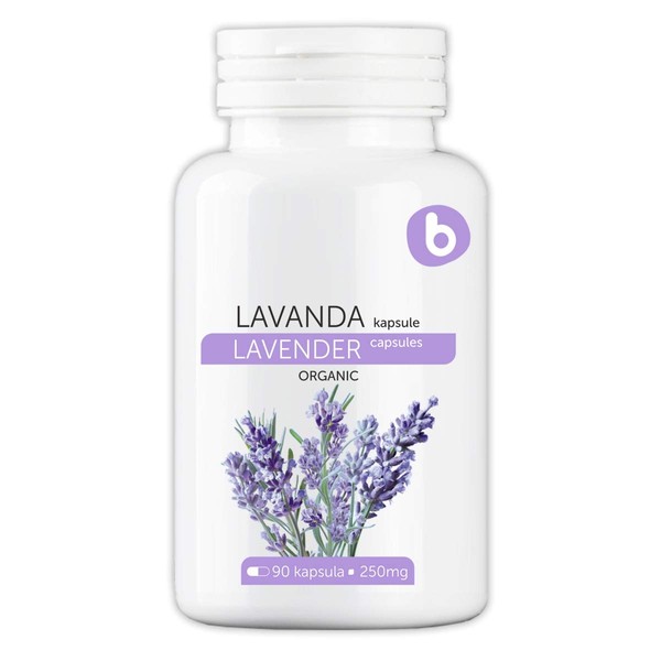 Bobica's Premium European Organic Lavender Capsules | 250 mg | 90 Vcaps® | Relieves Stress and Anxiety | GMO Free, Gluten Free, Soy Free| for Vegetarians & Vegans | Dietary Supplement |