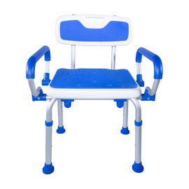 PCP Shower Safety Chair, Bath Bench with Backrest, Swing Arms, Adjustable Height, Medical Senior Support, Chair Style, Foam Padded