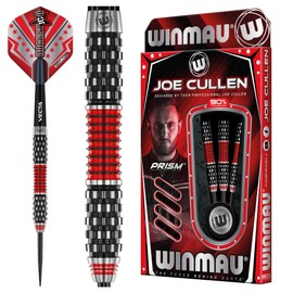 WINMAU Joe Cullen Rockstar Series RS 1.0 24 Gram Professional Steeltip Tungsten Darts Set with Flights and Shafts (stems)