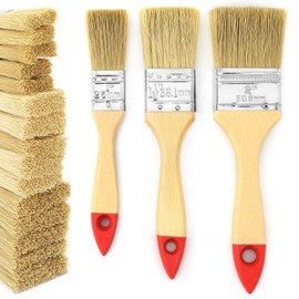 QWORK® 15-Piece Flat Brush Set 25/38/50 mm - Painting Brush Set for Precise Painting Work with Wooden Handle and Secure Metal Clamp