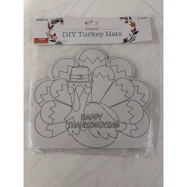 Wholesale Merchandisers NIP 8 Count Turkey Hat DIY Craft Ages 3+ Paper Coloring  Happy Thanksgiving New