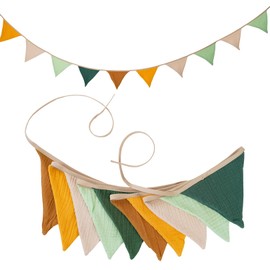 WLVinson Bunting Children's Room, Bunting Garland Nursery Decoration for Hanging, Wall Decoration Children's Room, Muslin House Bed Decoration, Girls and Boys, Cotton Fabric Bunting, Baby Room