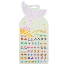 Stick On Earrings - Girls 3D Unicorn Sticker Earrings Self-Adhesive Glitter Craft Gem Stickers (Mermaid)