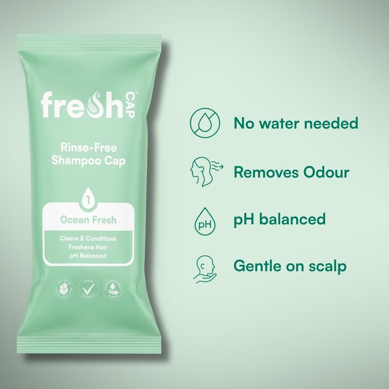 FreshWipes Ocean Fresh Shampoo Cap Pack of 6 - No