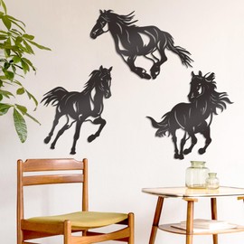 Bnesi 3 Pcs Metal Horse Wall Art Running Wall Art Decor Western Wall Art Rustic Metal Bathroom Decoration Western Home Decor for Bedroom Living Room Bathroom (Horse)