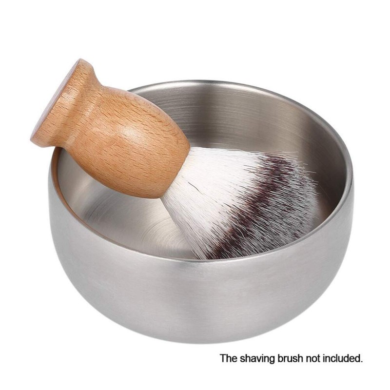 Healifty Shaving Bowl with Lid for Shop Bathroom (Stainless Steel