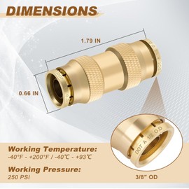 Boeray 1/2" Quick Push to Connect Fittings Brass Union Straight Joint DOT Approved 1/2 inch tube OD Air Line Adapter Air Spring Suspension Kit for Car Truck Trailers and Air Brake System 10pcs