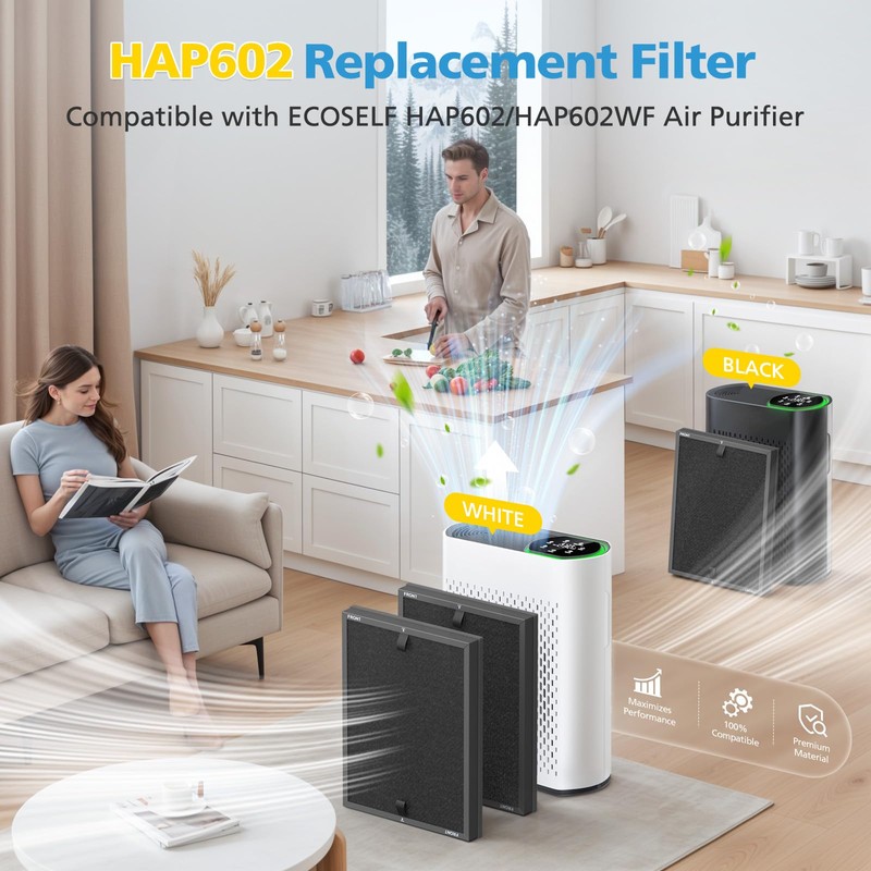 4 Pack HAP602 Replacement Filter Compatible with ECOSELF HAP602 /