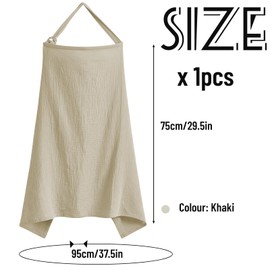 Nursing Apron, Darryy Nursing Cover for On the Go, Muslin Nursing Cover for Babies, Breathable, 75 x 95 cm, Nursing Scarf, Nursing Cover, Cotton Nursing Cover for Breastfeeding, Multi-Purpose (Khaki)