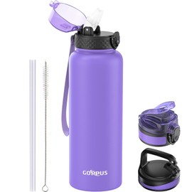 GOPPUS 1.2L/40oz Stainless Water Bottle with Straw Large Thermal Bottle 1200ml Flip Top Metal Bottles Cold Drink Leakproof Flask Big Drinks Bottles Double Walled Insulated Bottle Travel Water Bottle