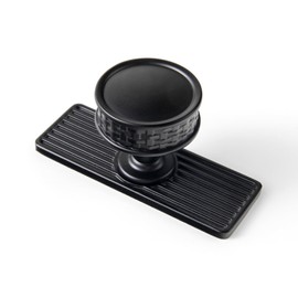Goo-Ki 6 Pack Matte Black Cabinet Knobs with Back/Base Plate Zinc Alloy Kitchen Hardware - Modern Black Drawer Knob Single Hole/Screw Bar Cabinet Pulls with Spacer