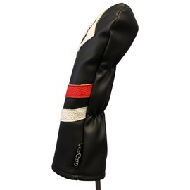 Majek Retro Golf Headcover Black Red and White Vintage Leather Style #3 Fairway Wood Head Cover Classic Look