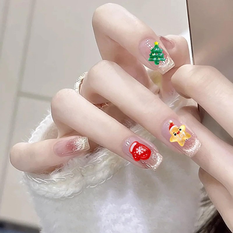 ネイルパーツ 70個セット 可愛い クリスマス ネイルアート 3d 立体 ヘラジカ クリスマスツリー 星