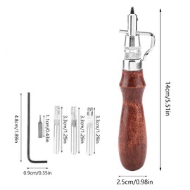 Leather Craft Tool, Leather Planer Wooden Handle Groover 5-in-1 Multifunctional Stitching Groover, for Edge Puller, Edge Shaper