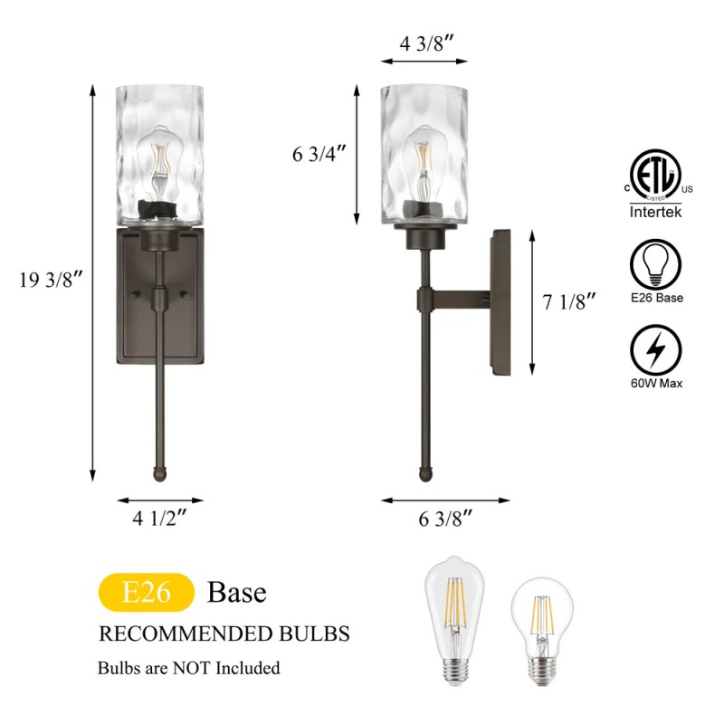 Wall Light 1 Light Wall Sconce With Glass Lampshade Classic