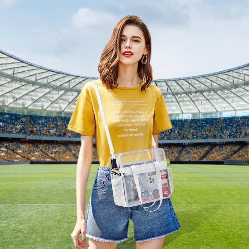 Oraben Clear Bag Stadium Approved 12x6x12 Tote Bag with Removable
