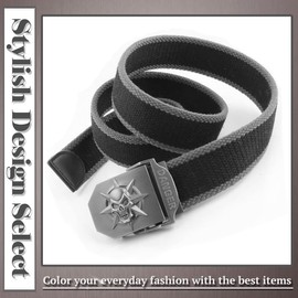 ONE LIMITATION BP001 Skull Buckle Braided Belt, Casual, Camouflage, One Size Fits Most