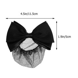 Uonlytech Hair Pin Hair Pin 6pcs Bowknot Hair Snood Net Barrettes, Ribbon Barrette With Net Chignon Hair Bun Cover Mesh Clip Hair Tie for Women Girls Dancer, Black French Hair Pin French Hair Pin