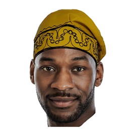 Dupsie's Gold African Kufi Hat with Black Embroidery
