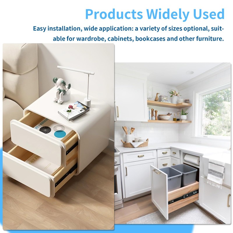 VAGUDE Push to Open Drawer Slides 1 Pair Full Extension