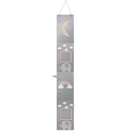 Jabadabado R16043 Wooden Height Chart Elephant Grey Folding with 2 Picture Frames