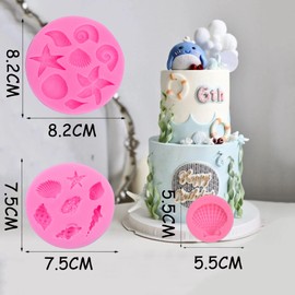 3 Stück 3D Ozean Tier Silikon Backformen DIY handgemachte Muschel Seestern Tortendeko Silikon Seifenform Fondantdecke Backform Silikon Fondant Formen Tiere für Backen Schokolade Kuchen Süßigkeiten (A)