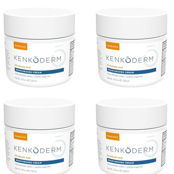 Kenkoderm Psoriasis Moisturizing Cream - 10 oz | 1 Jar | Dermatologist Developed | Fragrance + Color Free (4 Jars)
