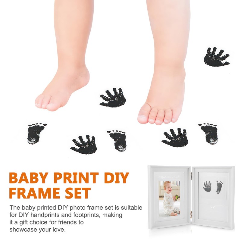 Baby Handprint and Footprint Kit, Framed Photo Kit ith Clean-Touch