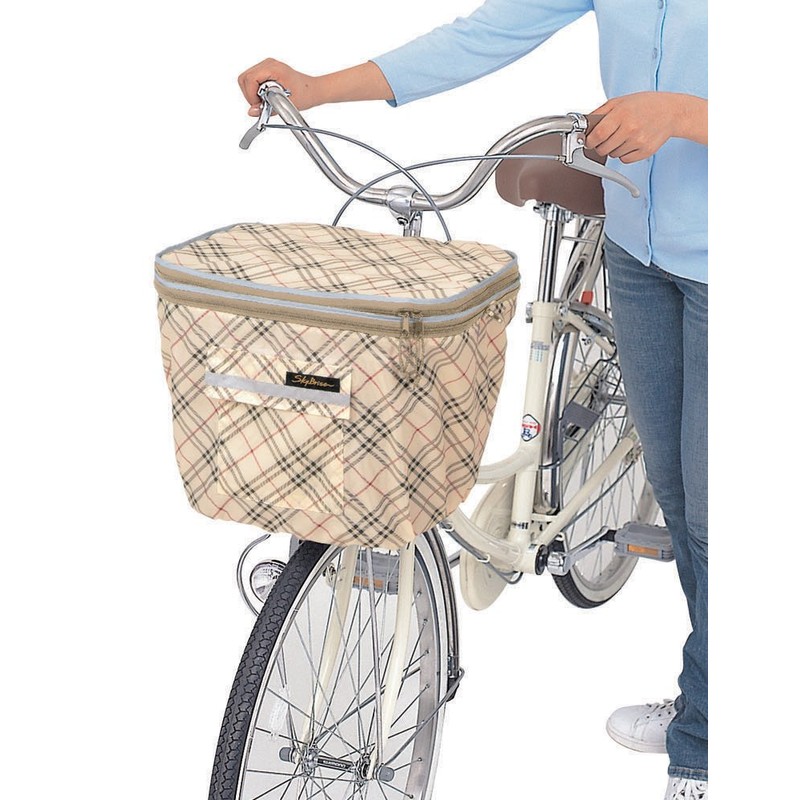 川住製作所 自転車 2段式前カゴカバー KW-258FR ベージュチェック