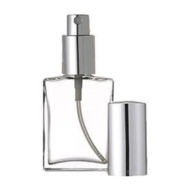 Grand Parfums Empty 1 Oz Perfume Atomizer, Flat Glass Bottle, Silver Sprayer 30ml Decant Fragrance (1 Bottle)