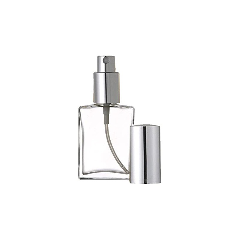 Grand Parfums Empty 1 Oz Perfume Atomizer, Flat Glass Bottle,