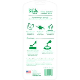 TropiClean Fresh Breath NO BRUSH Total Care Kit for Large Dogs - Complete Toothbrush & Toothpaste Gel Kit + Water Additive Drops - Helps Freshen Breath & Remove Plaque & Tartar