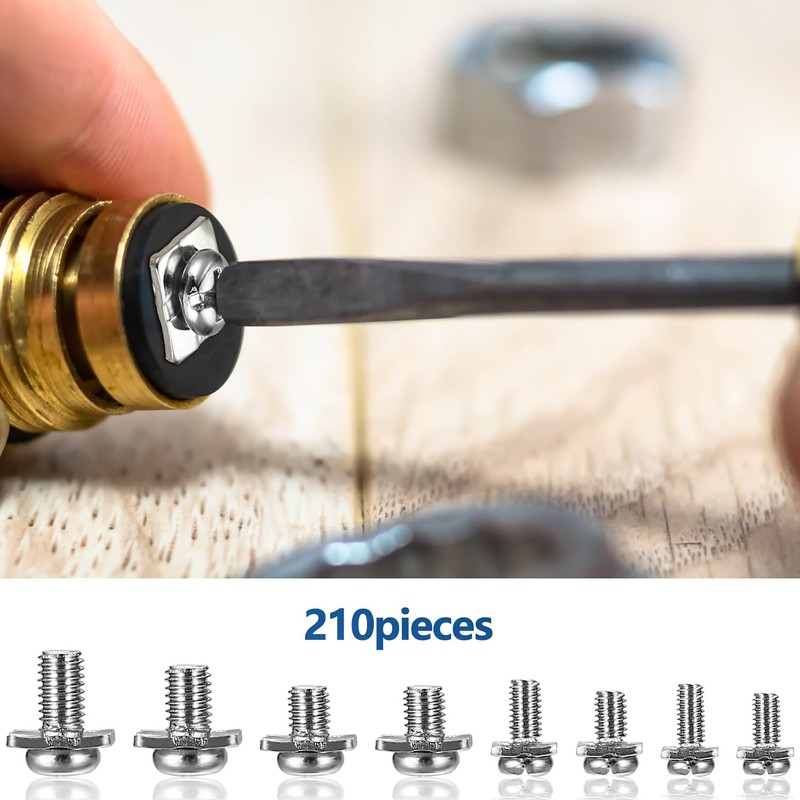 qxayxa 210 Pcs Terminal Block Screws with Square Washers, M3