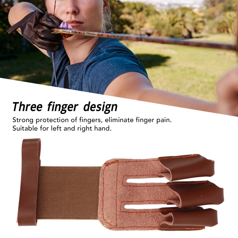Archery Glove Cowhide Protective 3 Finger Guard Finger Tab Glove