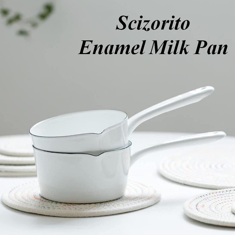Scizorito 1.2L Enamel Milk Pan, Nonstick Milk Pot with Pour